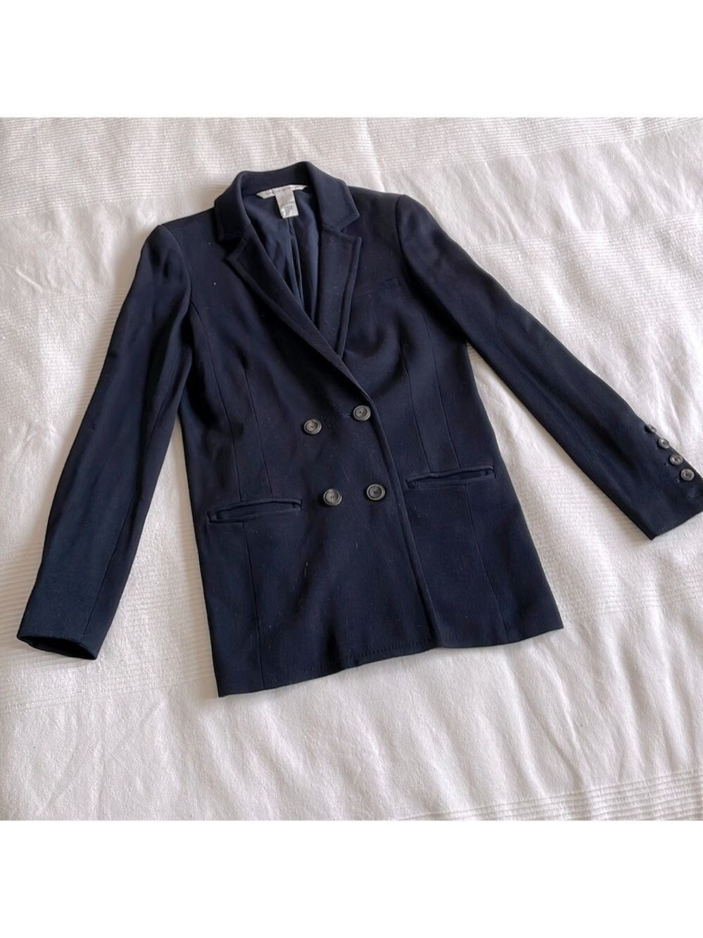 𝅺diane Von Furstenberg Long Wool Blend Double Ante Blazer Size 2